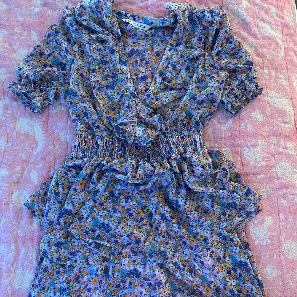 Zara Floral Ruffle Mini Dress